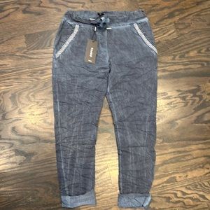 *JUST LISTED*NWT Venti6 super stretchy blue jogger pants w/ trim on pockets